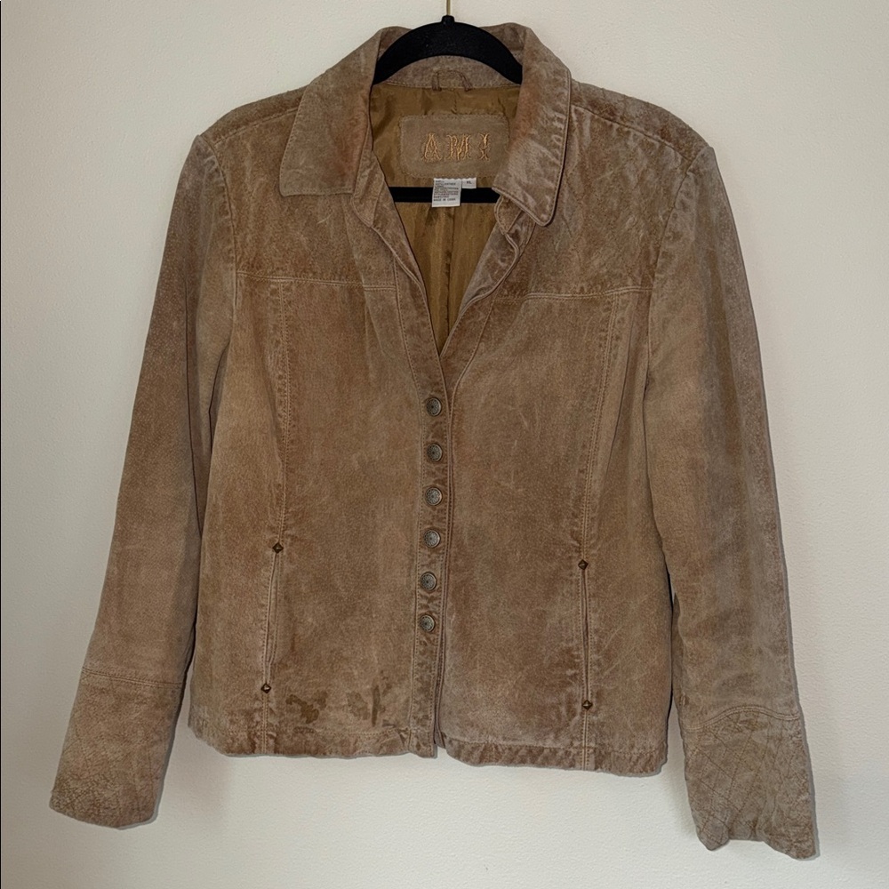 Vintage A.M.I Embroidered Suede Boho Leather Jacket